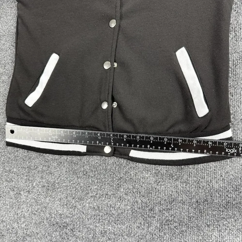 Helium Moto Wear Jacket Kids Youth Large Black Varsity Bomber Snap Button Fleece